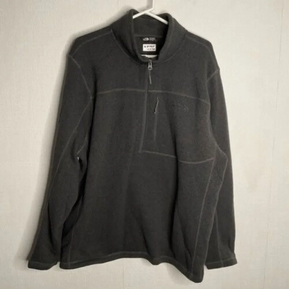 VTG The North Face Men Size XXL Gray 1/4 Zip Mockneck Sherpa Fleece Knit Sweater
